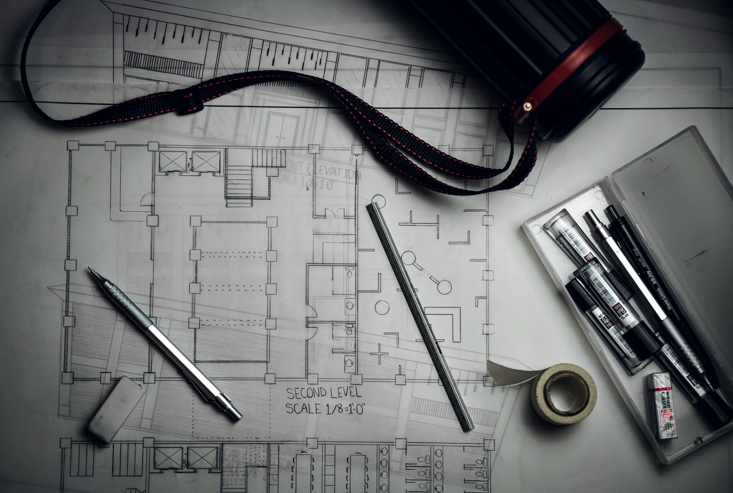 Architectural drawings with drafting tools