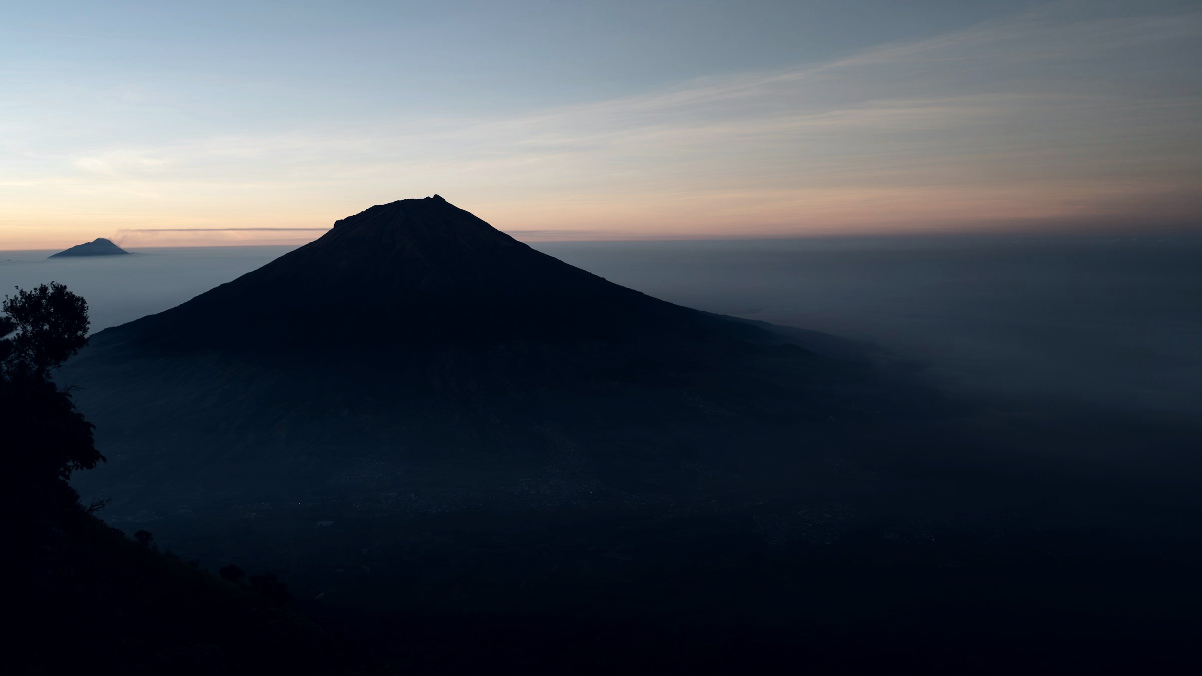 Mountain silhouette at dusk